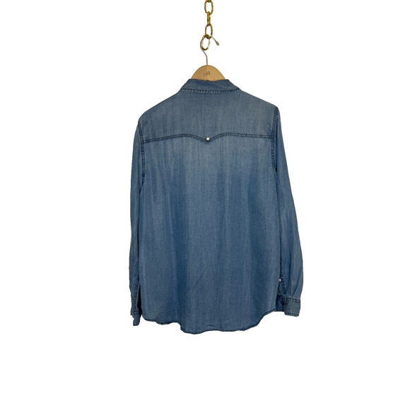 Women's XL Sundance Pearl Snap Western Chambray Button Down Shirt - Picture 5 of 5